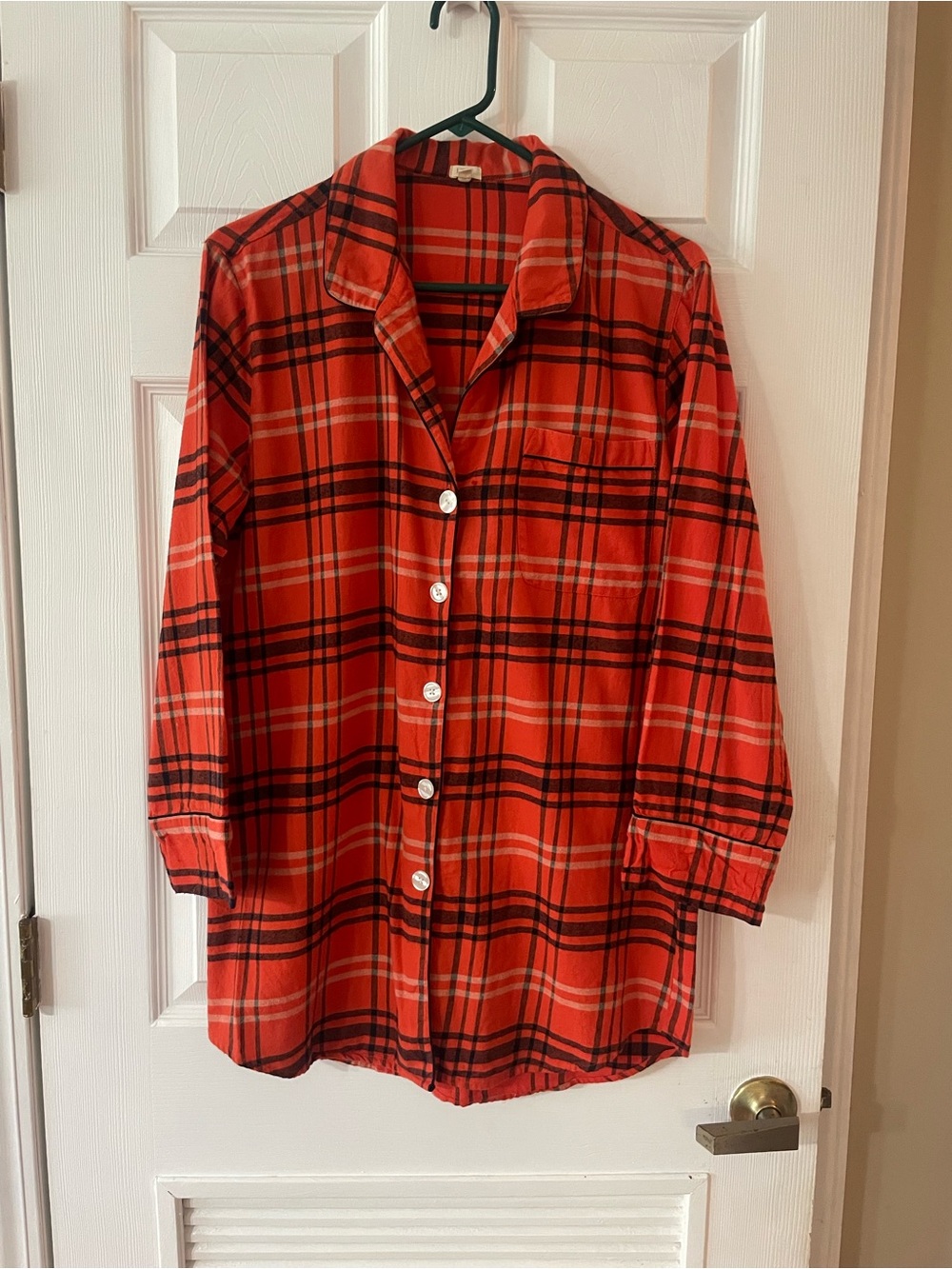J. Crew Orange & Black Plaid Button-Front Women Pyjama Shirt.